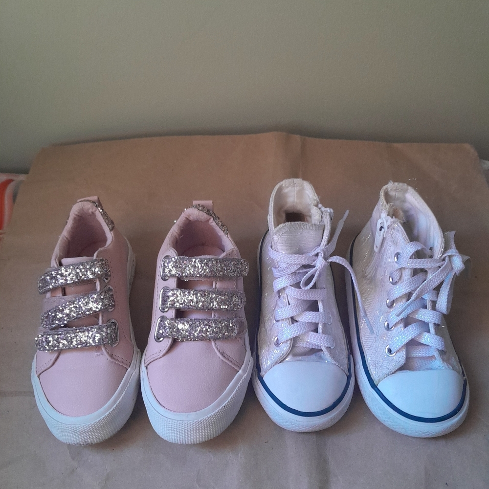 Sparkly Pink and White Kids Sneakers